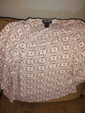 About A Girl Cream Blouse with Red Geometric Floral Print